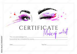 certificate for makeup artist stock