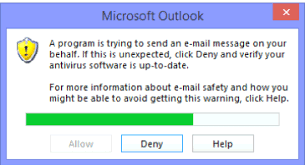 Each time I send an email in PDF-eXPLODE using MS Outlook MAPI, I get a warning message from Outlook and the program is interrupted and paused waiting for my input.