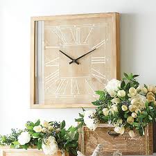 Framed Square Wood Wall Clock Antique