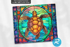 Stained Glass Sea Turtle In 20 Oz