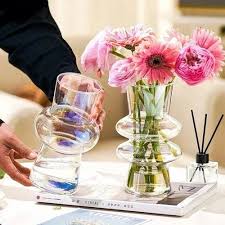 Glass Flower Vase Modern Clear Unique