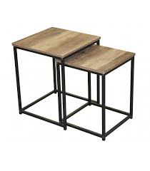 Set Of 2 Coffee Tables Black Metal And Mdf