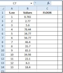 floor precise function in excel 2010