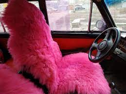 Sheepskin Car Seat Cover Pink Black