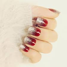 wine red bottom silver glitter nail art