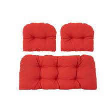 3 Piece Red Patio Loveseat Cushion