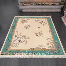 chinese art deco wool rug beige hand