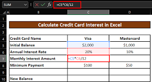 calculate credit card interest in excel