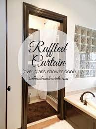 Ruffled Curtain Over Glass Shower Door