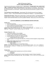 Math 65 Elementary Algebra Study Guide