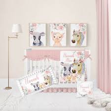 Baby Girl Crib Bedding Set Farm Animal