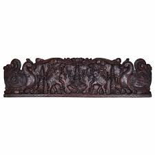Brown Wooden Wall Panel Hand Carved
