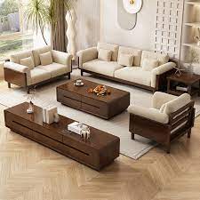 Solid Wood Sofa Chinese Modern