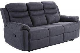 conway grey fabric recliner 3 seater