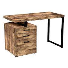 A reclaimed wood computer desk can be a beautiful conversation piece. Safdie Co Reclaimed Wood Computer Desk With 3 Drawers Brown Black Staples Ca