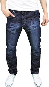 Enzo Ez Mens Designer Regular Fit Straight Leg Denim Jeans