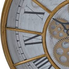 Time Gold Finish Moving Cog Wall Clock