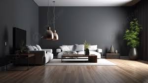 dark gray living room with black walls