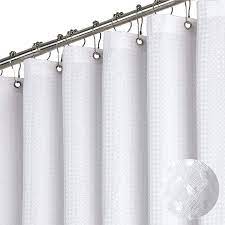 white fabric shower curtain waffle
