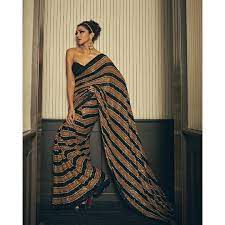 bollywood indian saree black and gold