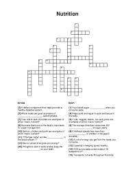 nutrition crossword puzzle
