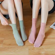 Kaufe 5 Paare viel Sommer dünne solide Damen Socken Set Harajuku  Einfachheit weiß lange Socken Kawaii nackt Mode für Schulmädchen japanisch  | Joom