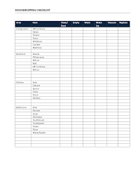 Housekeeping Checklists Template Ipasphoto