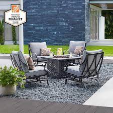 5 Piece Fire Pit Set With Gray Cushions