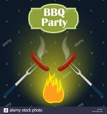 Barbecue Party Invitation Card Design Template Fire Sausage Fork