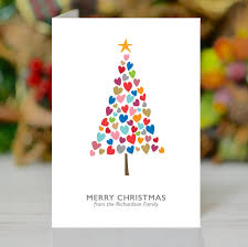 Christmas Tree Of Hearts Personalised Xmas Card Pack