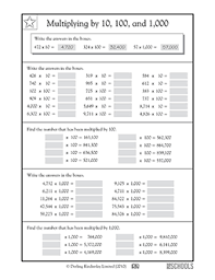 Our sheets have a range of different levels of difficulty and support, with the easiest ones first. Multiplying By 10 100 And 1 000 5th Grade Math Worksheet Greatschools