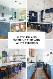 blue and white kitchens