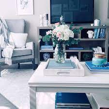 blue living room in apartment decor