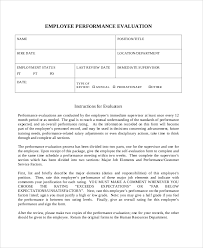 Sample Work Performance Evaluation 6 Documents In Pdf