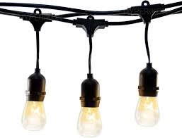 Hyperikon Outdoor String Lights 48 Foot Patio Lights With 15 Dropped Sockets 15 X 11w S14 Bulbs Included Weatherproof Vintage Edison String Lights