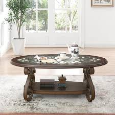 Dark Brown Glass Table Top Coffee Table