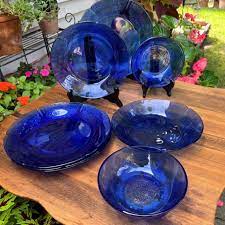 Blue Glass Dinnerware Plates For