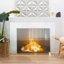 Barton 46 In W X 33 In H 1 Panel Clear Gold Fireplace Screen Guard Panel Tempered Glass Spark