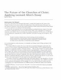 the future of the churches of christ applying leonard allen s essay 