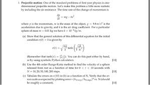 Solved 1 Projectile Motion One Of The