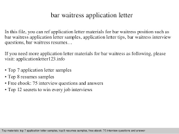 Bar waitress application letter Pinterest Waitress  Combination 