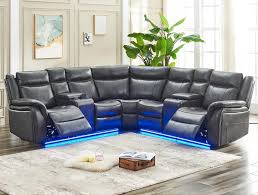 faux leather reclining sectional couch