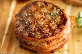 grilled bacon wrapped filet mignon