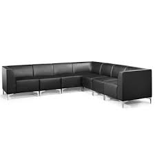 Black Black Faux Leather Modular Sofa