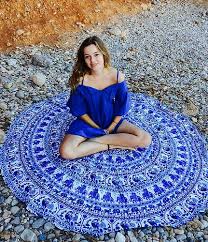 Blue Cotton Peacock Mandala Tapestries