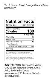 you yours nutrition facts