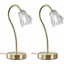 Glass Swan Neck Touch Bedside Table Lamps