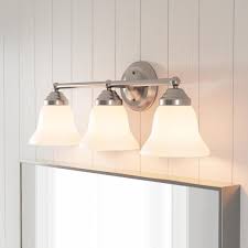 Buying the perfect light fixtures for bathroom needs careful consideration. Hampton Bay Ashhurst 3 Light Brushed Nickel Vanity Light With Frosted Glass Shades Egm1393a 4 Bn The Home Depot