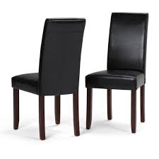 Antique dining chairs in brown leather upholstery are looking warm and inviting seat. Simpli Home Acadian Contemporary Parson Dining Chair Set Of 2 In Midnight Black Faux Leather Ws5113 4 Bl The Home Depot