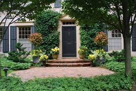 Garden Simple Front Door With Front Yard Landscaping And